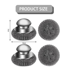 HSAJS Set of 2 Washing Up Sponge Scourer Wire Ball Kitchen Sponge Washable Washing Up Brush Kitchen Brush with Holder for Pot Pan Washing Cleaning