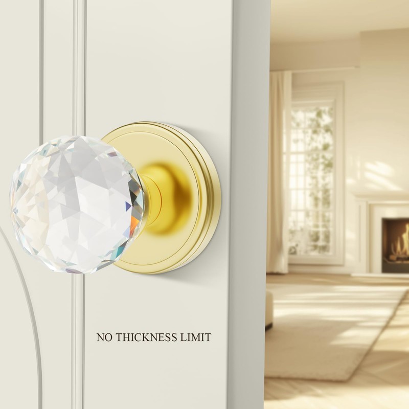 CLCTK 2 Pack Crystal Glass Dummy Door Knobs, Inactive Round