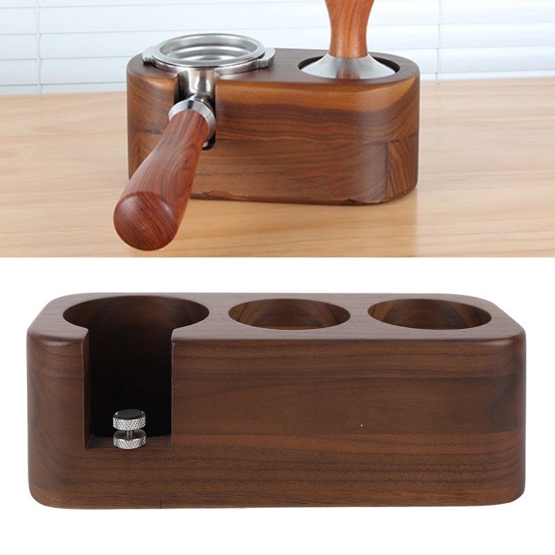 Coffee Tamper Holder 3 Holes Walnut Wood Prevent Slip Stable