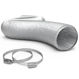 TerraBloom 6-Inch Dryer Vent Hose 25 Feet - Advanced 3-Layer Aluminum Flexible Duct for HVAC with 2 Bonus Clamps - 6-Inch Silver Ducting, Ventilation Hose, Dryer Duct Hose & Grow Tent