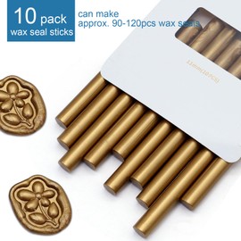 Glue Gun Wax Seal Sticks Antique Gold, Andotopee 10pcs Metallic Sealing Wax Sticks for Wax Seal Stamp, 0.43 X 5.3" Premium Wax Seal Wax Sticks for Wedding Invitation Letter Envelope Seal Stickers DIY