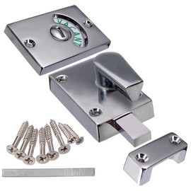 Bathroom Toilet WC Indicator Privacy Dead Bolt Door Lock, Vacant Engaged + Screws, 38 * 13 * 35mm Toilet Shower cubicles & Bathroom Indicator Bolt (Polished Chrome)