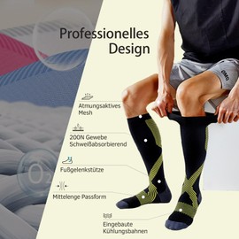 OndaCore Compression Stockings, Sports, Running Stockings, Women & Men, Compression Socks with Anti-Blister Protection, Support Stockings for Muscle Recovery & Workouts, black