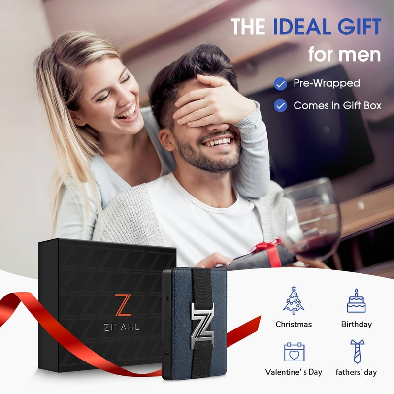 Zitahli Wallet - Minimalist Credit Card Holder with Money Strap,