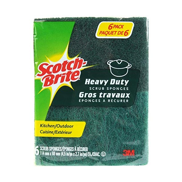 Scotch-Brite Scrub Sponge, 6 Pack, Heavy Duty, Sponges for Dishes ,Garage,Outdoor, Kitchen