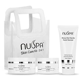 Set de cuidado de la piel Crema facial iluminadora de noche, crema para debajo de los ojos, limpiador facial, humectante facial con Hya               