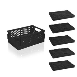Daixers 6 Pack Mini Foldable Small Plastic Baskets for Organizing and Storage，Collapsible Storage Crates,Mini Bins for Home Kitchen Bedroom Bathroom Office (Black, Small 6x4x2.2)