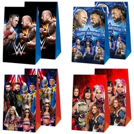 ARHAVI 12Pcs Party Gift Bags Goodie Bags Party Supplies for Wresting Birthday Decorations