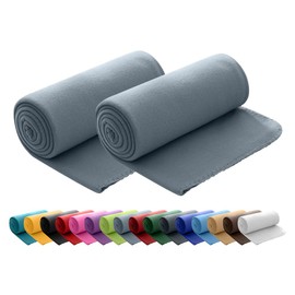 wometo Polar Fleece Blankets, Set of 2, Oeko-Tex, 130 x 160 cm, approx. 400 g, with Anti-Pilling and Overcast Hem, Grey