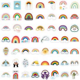GofuSQ Store Cute Rainbow Stickers, Colorful Cartoon Bridge Vinyl Decals for Water Bottle Laptop Luggage Car Bike Phone Refrigerators, Waterproof Stickers Girls Kids (Rainbow 50 Pcs)