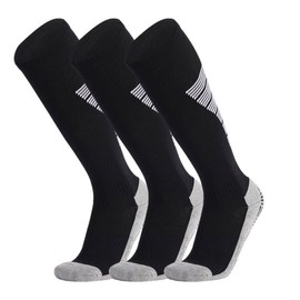 3 Pack Anti Slip Sport Knee High Socks Athletic Socks for Mens and Women Running Training Football