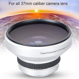 37mm 0.25X Super Fisheye Additional Lens, Wider Picture Range, Macro Lens with 12.5X Magnification, Optical Glass, Lightweight and Portable, for 37mm Caliber Camera Lenses