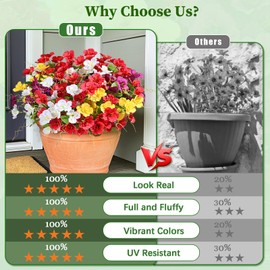 Dolicer 6 Bundles Look Real Artificial Flowers for Outdoors, Realistic Fake Outdoor Flowers, UV Resistant Outdoor Artificial Flowers Silk Faux Flowers for Outdoor Planters Porch Patio Yard Window Box