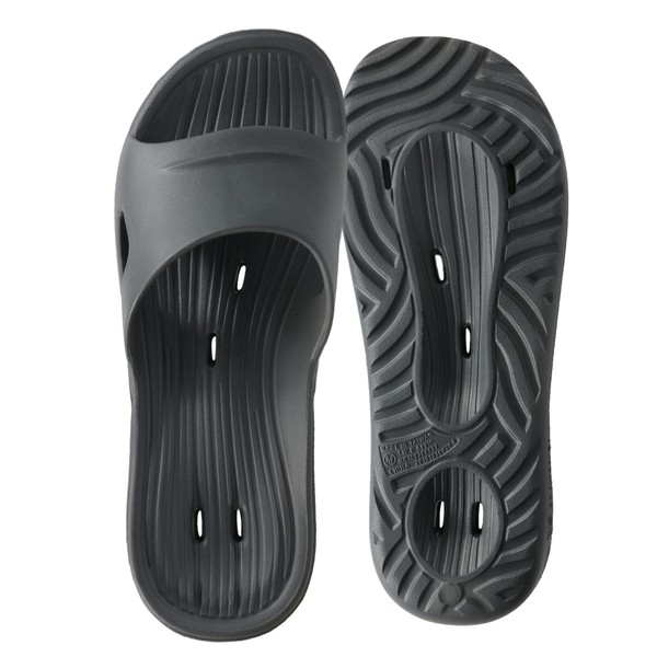 Vero&Nique Slipper Sandals Made in Taiwan, Indoor, Summer, Thick Sole, Bath, Non-slip, Men's, Women's, Veranda, Toilet, Perforated Sole, Drain, Unisex Slipper, gray (dark gray)