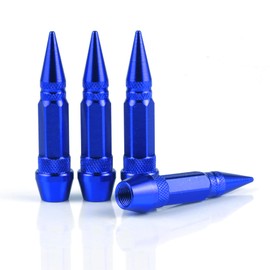 SINGARO 60mm Spiked Valve Caps, Aluminum Alloy Dustproof and Waterproof Tire Valve Stem Caps, Suitable for Cars, Trucks and Motorcycles (4PCS Blue)