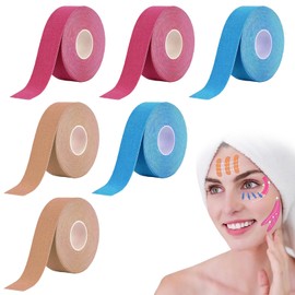 Face Tape Pack of 6 Face Lifting Tape, Face Tape Against Wrinkles, Face Tape Lifting Face, Face Tape Wrinkle Patch for Firming and Tightening the Skin (2 x Blue, 2 x Pink, 2 x Skin Colours)
