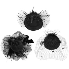 GAYGA 게이가 여성용 페시네이터 모자 3종 첫 번째 성찬 플래퍼 헤드피스 메쉬 베일 진주 머리 장식 [Matt Black] Gay Women's Fascinator Hat 3 Types First Feast Flapper Headpiece Mesh Veil Pearl Hair Decoration [Matt Black]
