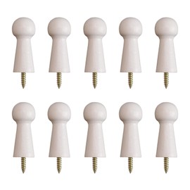 MOROBOR 10pcs White Wooden Hooks Shaker Pegs, Decorative Coat Peg Shelf Clip Self-Adhesive Solid Hook for Bathroom Towels Doors Stair Edges Wardrobes