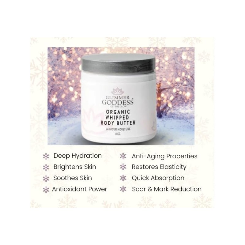 GLIMMER GODDESS Organic Whipped Body Butter (Blood Orange) 8 oz