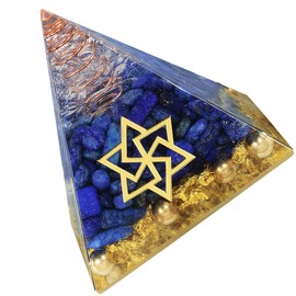 KYEYGWO Positive Energy Pyramid Gemstone, Star of David Pyramid Reiki Healing Crystal Pyramid Stone Desktop Ornament Home Decor for Meditation Chakra Balance Lucky Charm