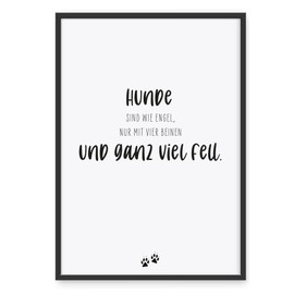 Donari ® Poster with dog sayings in A4 without frame, wall decoration in black and white for living room and bedroom, gift for pet owners (A4, dog - fur)