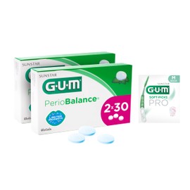 GUM GUM PerioBalance Lutschtabletten/Nahrungserg?nzungsmittel fr das Zahnfleisch/Enth?lt das patentierte Bakterium Limosilactobacillus reuteri Prodentis/angenehmer Minzgeschmack /2x30 (+1 Gratisprobe)