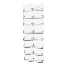 Marketing Holders Hanging Business Card Holder with Hardware Holds 3.5" x 2" Wall Mount 16 Slot White Organizing Rack for Multi Person Offices