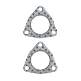 Rebvugr 2PCS Car Exhaust Pipe Gasket, 2.5" 3-Bolt Exhaust Flange Gasket with High Sealing, Multifunctional Manifold/Header/Muffler/Catalytic Converter Gaskets, Auto Accessories for Most Cars (2.5inch)