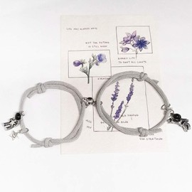 Pingyongchang 2 pulseras magnéticas de estrella de astronautas para parejas, creativas, atractivas, trenzadas, ajustables, regalo de amor para mujeres, hombres, parejas, mejores amigos, plata