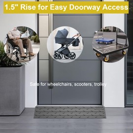 Heavy Duty Rubber Threshold Ramp, 1" Rise Wheelchair & Scooter Ramp with Cord Channel, Non-Slip Angled Entry for Doorways, Steps & Garages, 2200 LBS Capacity, 2-Pack (Black, 36" Length)