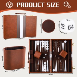 Froggod 15 inch Backgammon Sets for Adults - Classic Board Game for Adults - Portable Travel Backgammon Set for 2 Players - Perfect Adult Board Games for Gifts & Family Fun(Brown)
