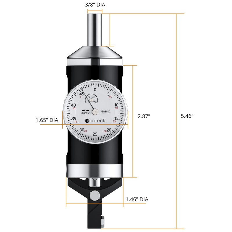 Neoteck Coaxial Centering Indicator 0-0.15''/0.0005'' Diall Indicator Set with Storage