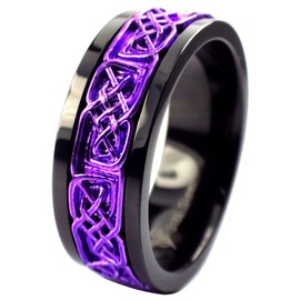 Purple Norse Viking Spinner Ring Womens Mens Black Stainless Steel Celtic Anti Anxiety Band Sizes 3-17 (10)