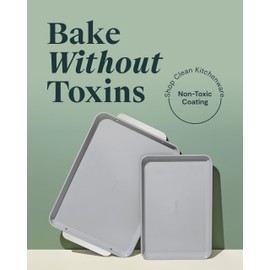Caraway Non-Stick Ceramic Baking Sheet Duo - Naturally Slick Ceramic Coating - Non-Toxic, PTFE & PFOA Free - 18 x 13" Large & 15 x 10" Medium - Slate