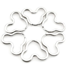 Heyous 10pcs Creative Flat Key Ring Silver DIY Metal Key Holder Keyring Keychain Hoop Loop Mickey Mouse Shape