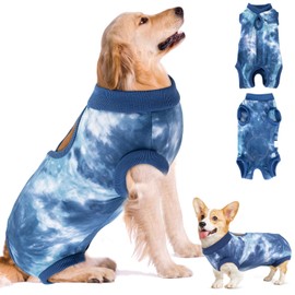 SlowTon Dog Recovery Suit - Surgery Recovery Suit for Female Male Dogs, Dog Onesie After Spay Abdominal Wounds, E-Collar Cone Alternative Prevent Licking Pet Surgical Suit(Blue,L)