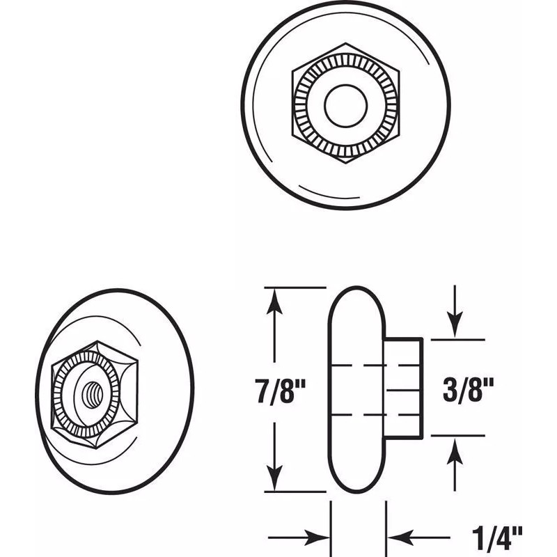 Ultra LOT OF FOUR 7/8" NYLON CONVEX ROUND SHOWER DOOR