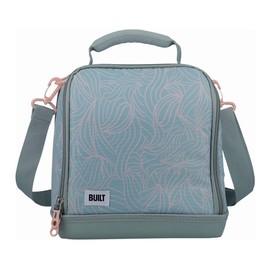 BUILT Insulated Lunch Bag with 'The Mindful' Design, Polyester, Grey/Pale Pink, 18.5 x 24 x 26 cm