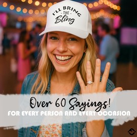 Funky Junque Funny Trucker Hats for Women - Foam Mesh Caps for Bachelorette Party Favors, Girls Trip & Weekend Gifts - I'll Bring The Bling - White