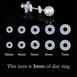 Silicone Earring Support Backs, Clear Stabilizer Discs, 3-7mm Anti-Droop Rings for Pierced Ears, Earlobe Support Patches, Prevents Drooping and Stretching (3mm Ring)