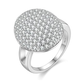 Uloveido Disco Ball Party Mushroom Shape Rings Rhodium Plated CZ Stone, Silver Color Engagement Wedding Ring for Women (Size L) PJ4297