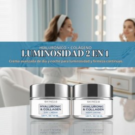 Skin 2.0 Hidratante Facial De Día Y De Noche Con Ácido Hialurónico Y Colágeno: Probado Por Dermatólogos, Hidratante, Antienvejecimiento, Belleza Limpi