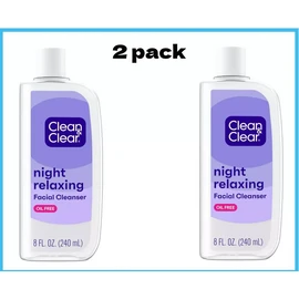 CLEAN & CLEAR 2 Pack of Clean and Clear Night Relaxing Oil-Free Night Face Wash, 8 fl. oz