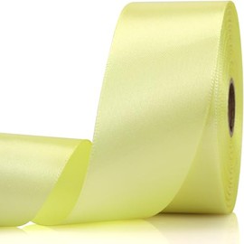 NISDOCF Rice Yellow Ribbon-1-1/2 Inch 30 Yards White Solid Satin Ribbon for Gift Wrapping,Craft Floral Bouquets,Wedding Party,Timeless Flower,Decoration Floral Hair,Balloons