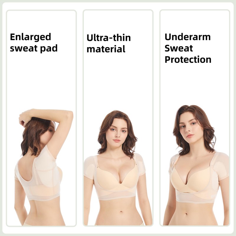 satithry 2PCS Ultra-Thin Underarm Anti-Sweat Lady's Underwear with Large Size