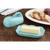 Fox Run Whale Ceramic Butter Dish with Lid, 7", Aqua