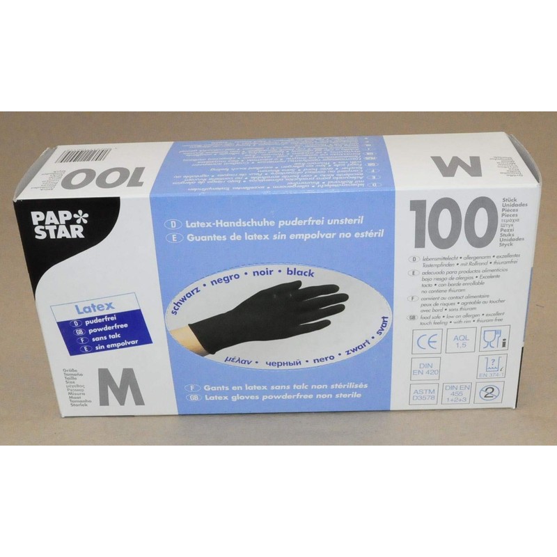 Papstar 10015 Handschuhe, Latex, schwarz, 7.50 x 24 x 12.50