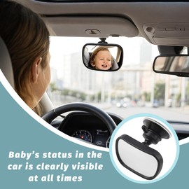 KEWUF 1 Pcs spiegel auto baby rückbank, auto spiegel für baby, baby spiegel auto, Spiegel Auto Baby Rückbank mit Clips & Saugnapf, Gebogener Spiegel, Großes Sichtfeld, 360° Rotation, 13 * 6.5cm