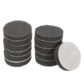 HARFINGTON 12pcs Scrubber Scouring Pads 800 Grits 2 Inch Drill Power Brush Hoop and Loop Surface Conditioning Disc Drill Scuffing Disc Scrub Pads for Home Kitchen Cleaning, Grey