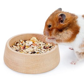 Niteangel Wooden Hamster Feeding Bowl - Small Animal Food Dish for Dwarf Syrian Hamsters Gerbils Mice Degus or Other Similar-Sized Small Pets (Hammy Pattern, for Syrian)